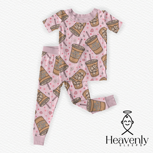 Jesus Loves Me a Latte Two-Piece Short Sleeve Pajamas